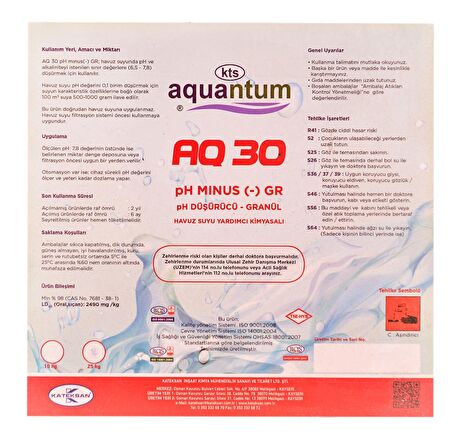 2 ADET Aquantum 10 Kg (20 KG) Toz pH Düşürücü - pH (-) Reducer